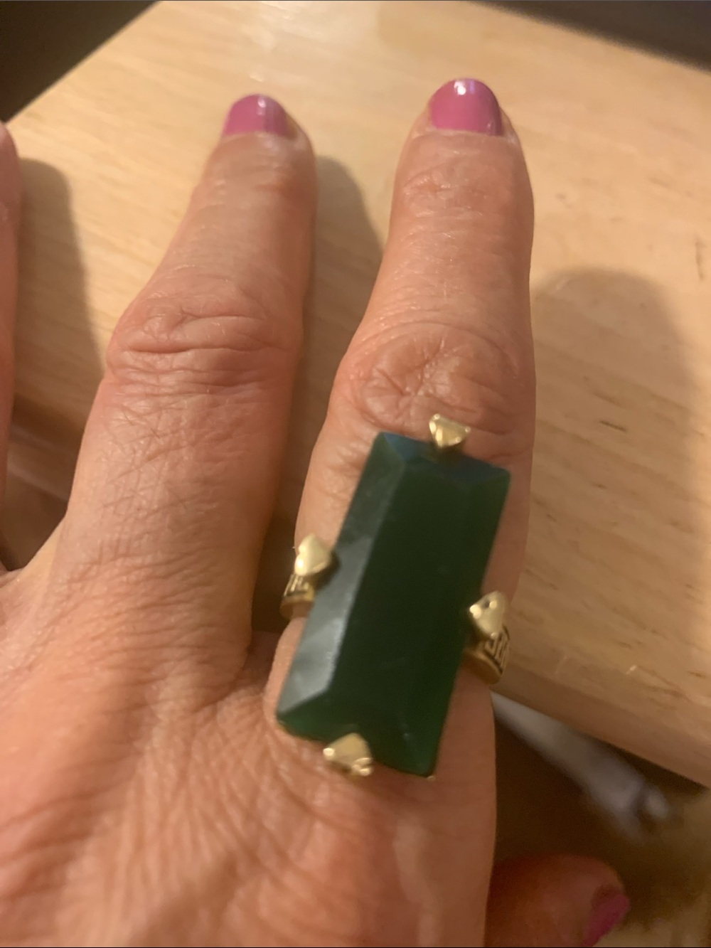 Antique Gold emerald Ring with Emerald Green Rectangular Stoned. Final discou - Picture 8 of 10
